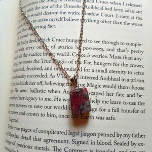 Irregular natural ruby in zoisite pendant